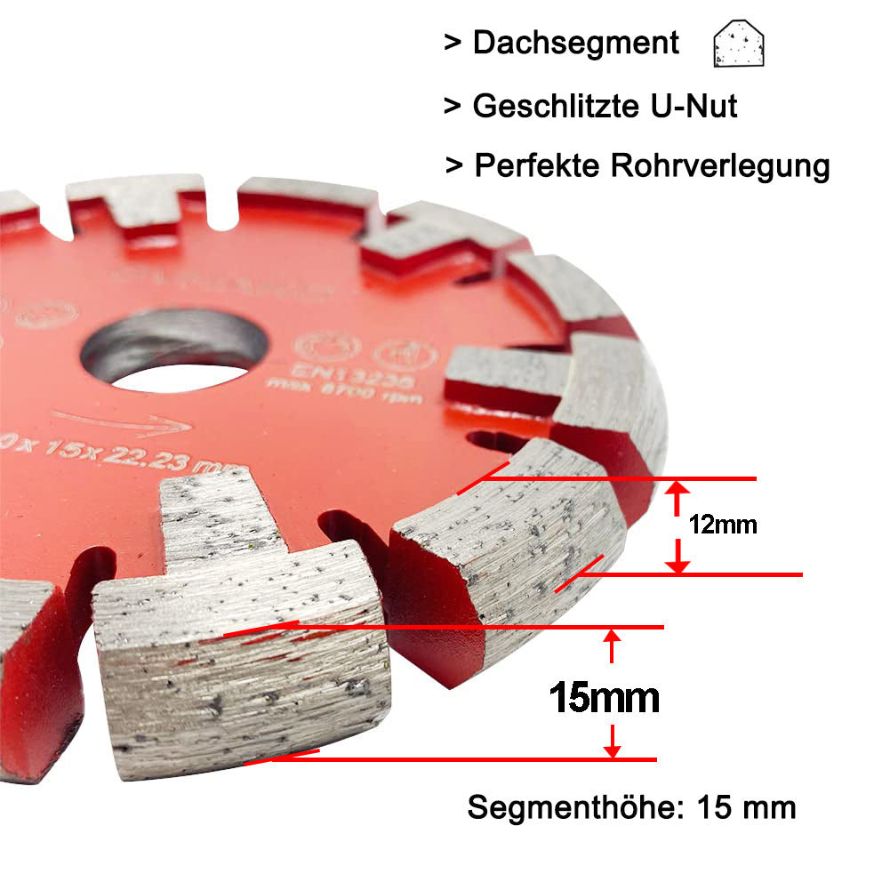 120*15*12*22.23mm GVHAKG Fußbodenheizung frästechnik Diamant Frässcheibe U segment Blade for Hard Granite beton Concrete floor