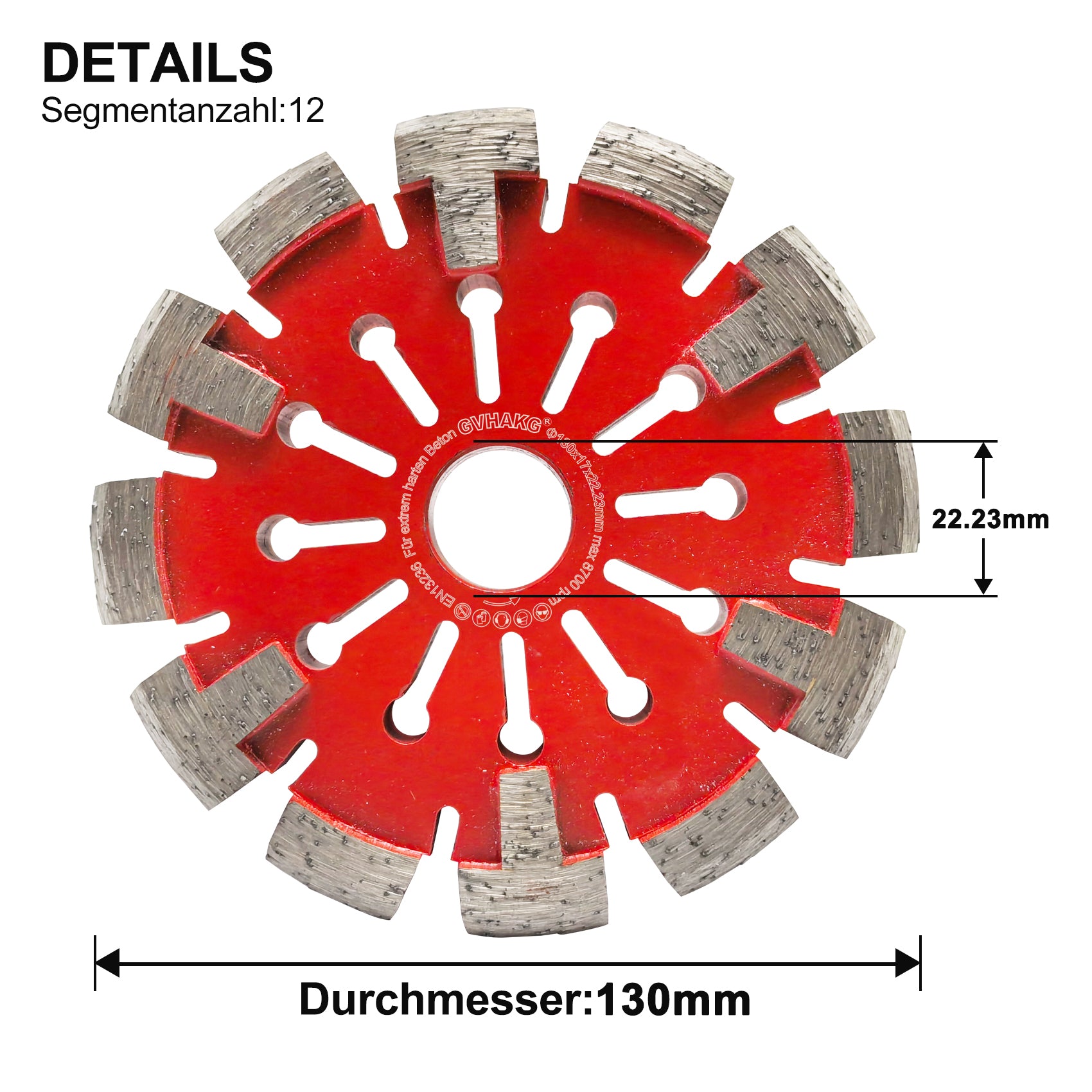 130*17*12*22.23mm Diamant Frässcheibe für harte Böden