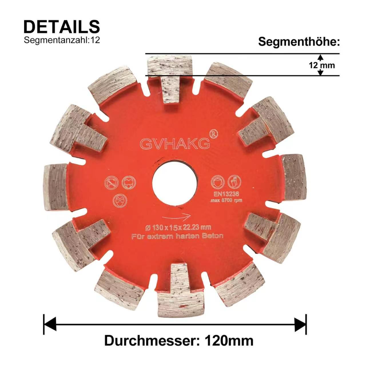130*15*12*22.23mm Diamant Räumscheibe Fußbodenerwärmung Underfloor Heating Diamond Tuck Point Blade for Hard Granite Concrete floor
