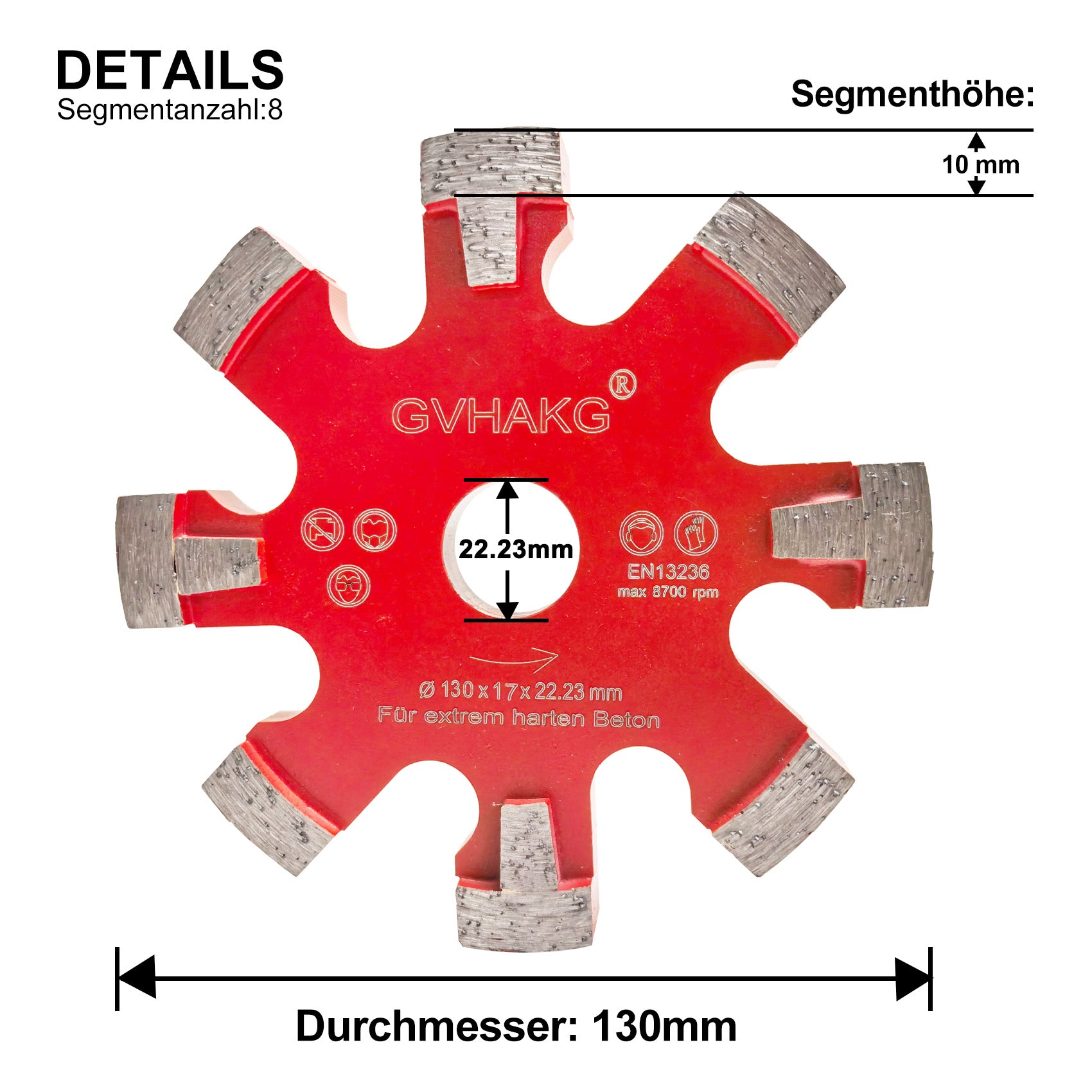 130*17*10*8T*22.23mm Diamant Frässcheibe vloerverwarmingsschijf Diamantfreesblad for beton concrete floor