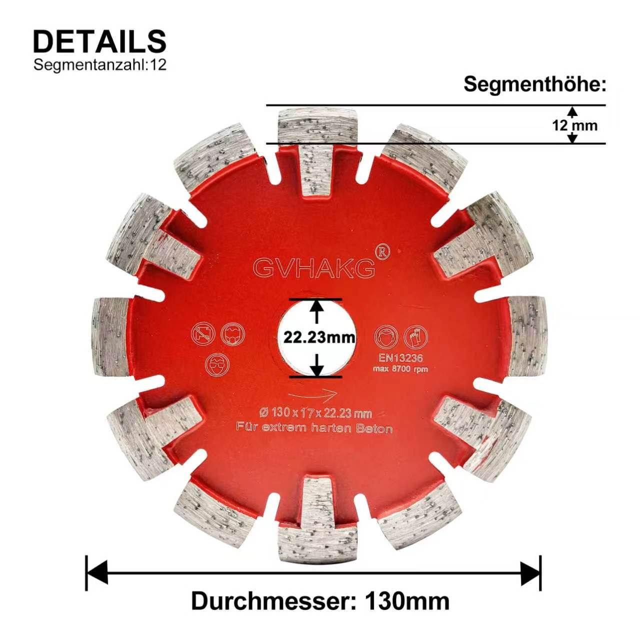 130*17*12*22.23mm Diamant Frässcheibe milling disc for Hard Granite Concrete floor