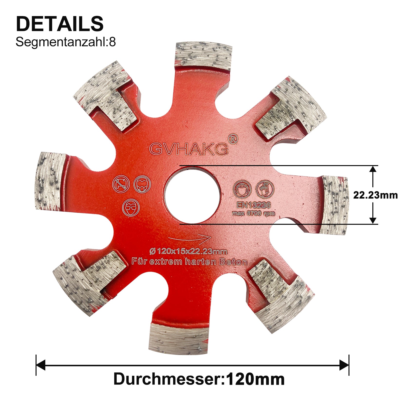 DIAMANTFRÄSSCHEIBEN 120*15*10*8T*22.23mm vloerverwarmingsschijf Fußbodenheizungsfräse voor betonbetonvloer 