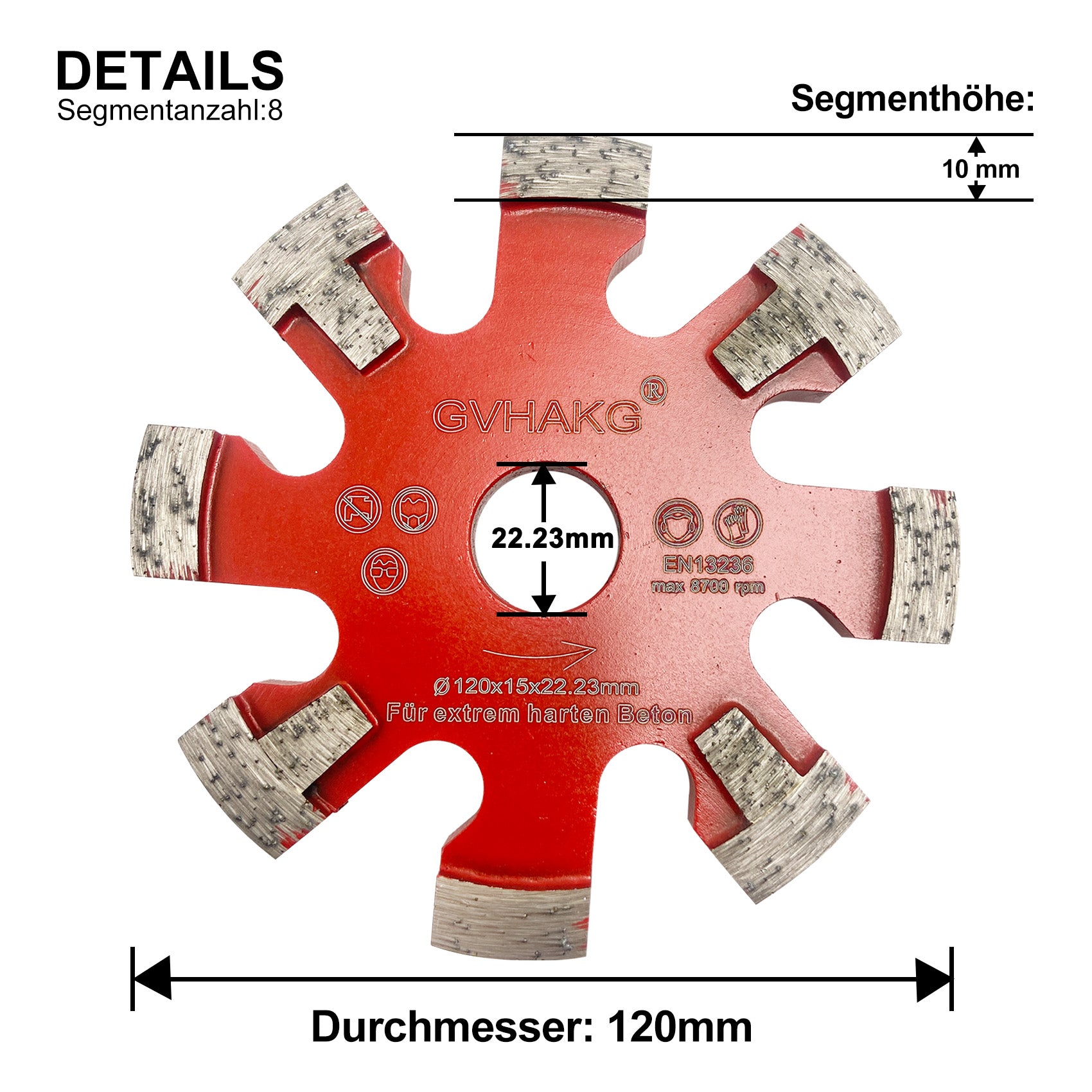 120*15*10*22.23mm Diamant Räumscheibe GVHAKG vloerverwarmingsschijf Diamant-Fräser for beton concrete floor