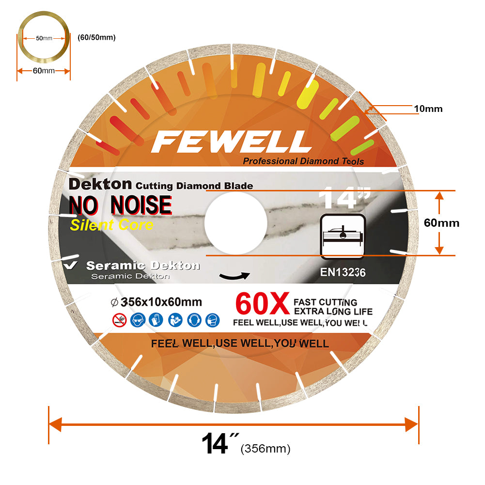 Silent diamond saw blade for dekton, ceramic, tile and porcelain