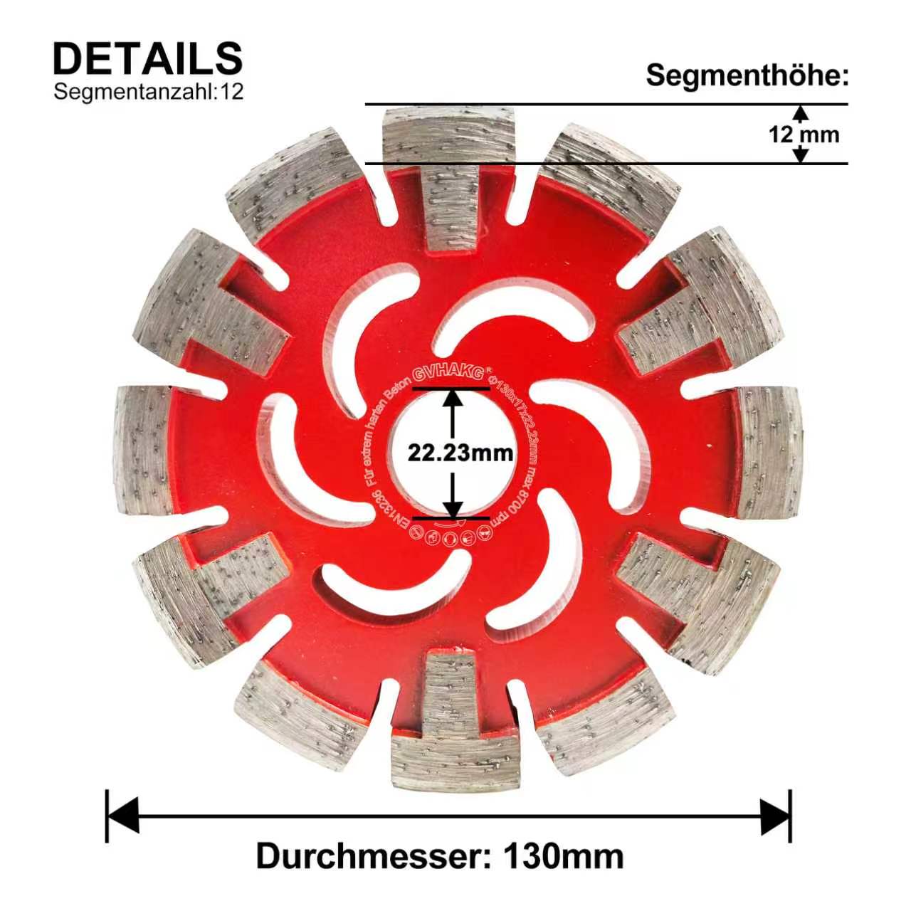 130*17*12*22.23mm Diamant Frässcheibe für Fußbodenheizung