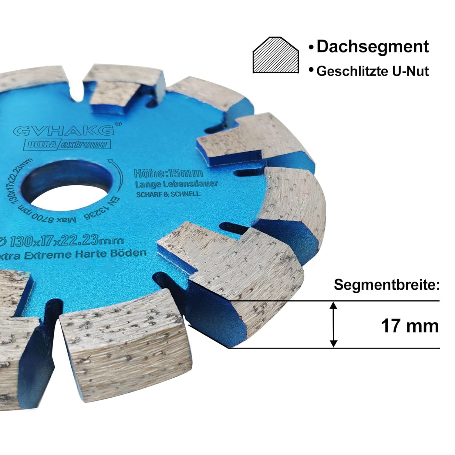 Fußbodenheizungsfräse 130*17*12*22.23mm Diamant Räumscheibe vloerverwarmingsschijf Diamond Tuck Point Blade voor harde granieten betonnen vloer 