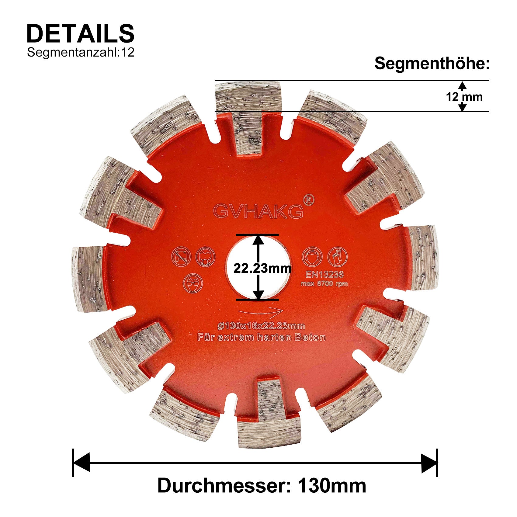 130*16*12*22.23mm Fußbodenheizungsfräse Diamant Räumscheibe underfloor heating for hard granite beton concrete floor