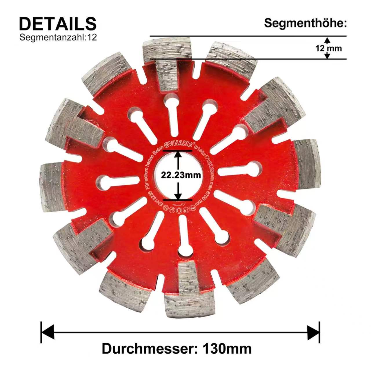 130*17*12*22.23mm Diamant Frässcheibe für harte Böden